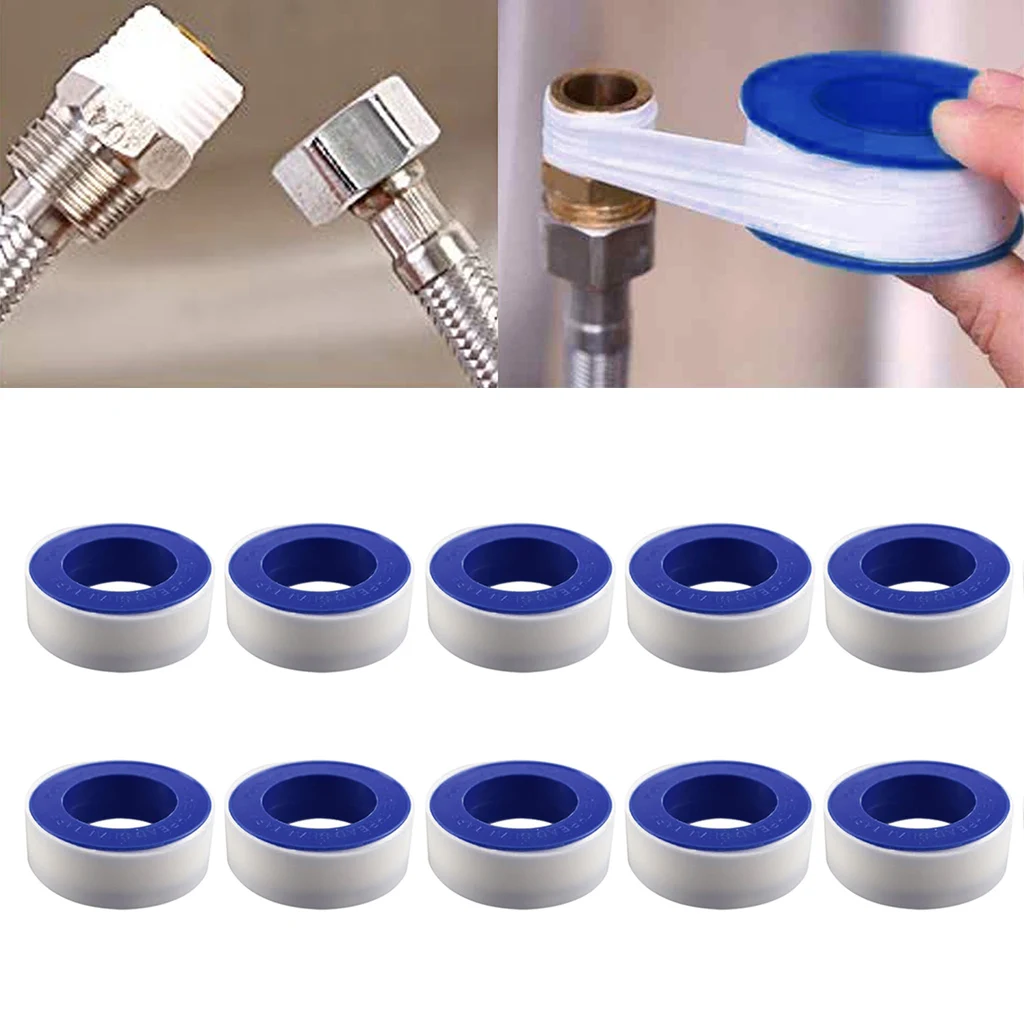 

10 Rolls/Set Plumbers PTFE Water Pipe Sealant Tape Flex Thread Seal Waterproof White Stickers Replacement for Joint Plumbing Fit