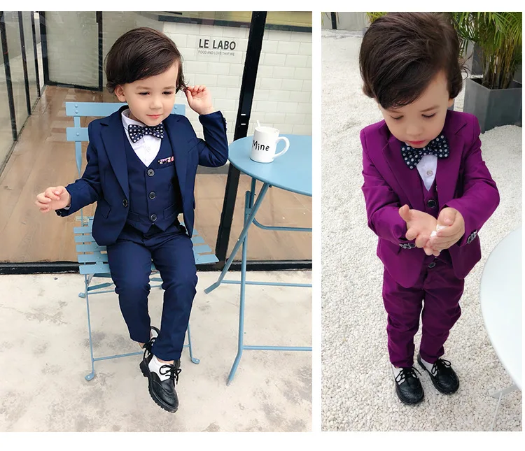 Костюм для мальчиков (жилет + блейзер брюки) 3 шт. Детский костюм официальный