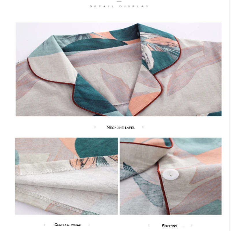 

Pajama Set Women 2PCS Long Sleeve Homewear Turn-down Collar Floral Printed Sleepwear Pajama Winter Night Suit Plus Size Nighties