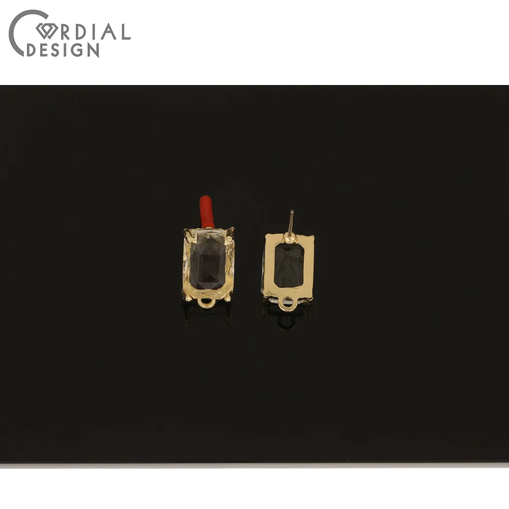 

Cordial Design 100Pcs 10*17MM Jewelry Accessories/Clear Rhinestone Earrings Stud/Rectangle Shape/DIY/Jewelry Findings Components
