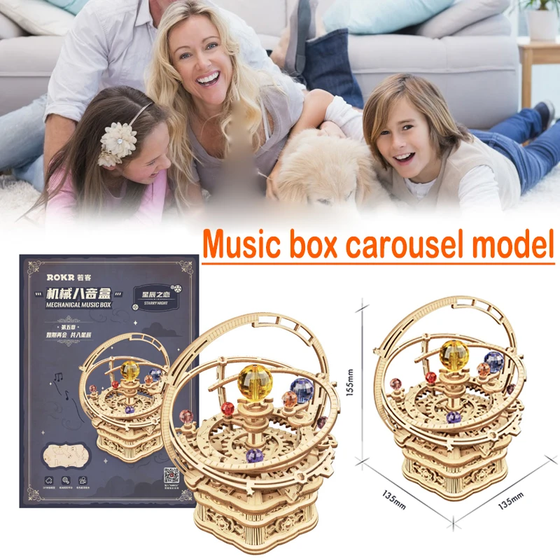 

Starry Night Music Box 3D Wooden Puzzle DIY Assemble Wooden Model Mechanical Music Box Home Decorations Music Box Toy gift DTT