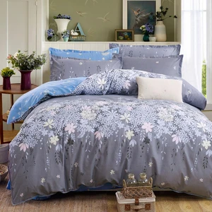 DIMI Pastoral bed sheet AB side duvet cover  bed Classic bedding set 5 size grey blue flower bed linen 4pcs/set duvet cover set