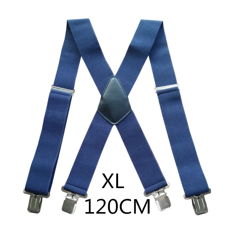 Navy-120cm 100 см 120 см 140 см размера плюс 5 см ширина высокие эластичные регулируемые мужские подтяжки 4 прочные зажимы Подвески сверхпрочные х Задние подтяжки - Цвет: Navy-120cm
