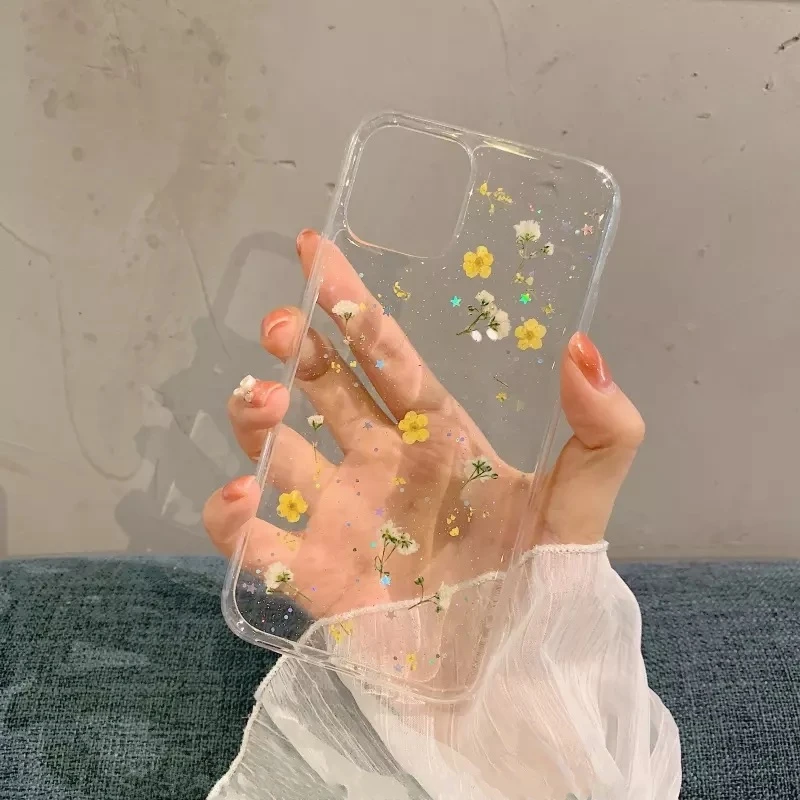 Чехол для телефона из натуральной сухой Гипсофилы прозрачный эпоксидная звезда