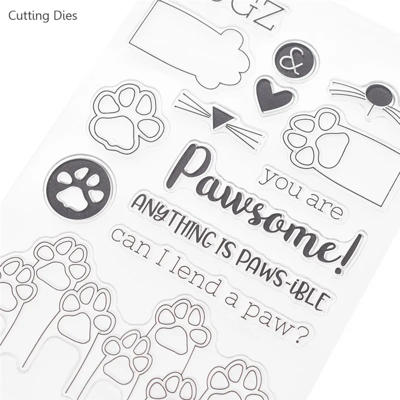 Прозрачный штамп с принтом лап мультяшного питомца для скрапбукинга фотоальбома