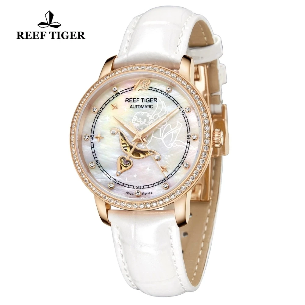 Reef TigerRT модные креативные женские часы с циферблатом Купидона, автоматические механические часы Miyota, водонепроницаемые часы с сапфировым стеклом (art.: 3920cfb2bb13b) - 3920cfb2bb13b