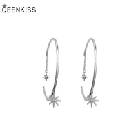 qeenkiss eg7264 fine jewelry wholesale woman birthday wedding gift round six point star 925 sterling silver needle hoop earrings