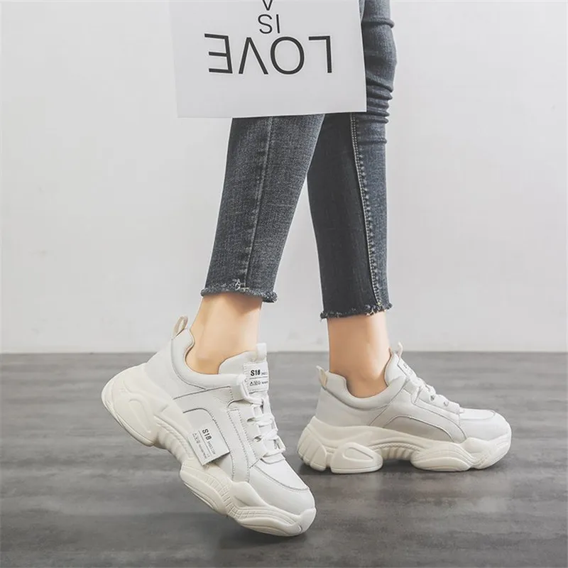 Женские Сникеры на платформе со шнуровкой коллекция 2019 года сезон весна осень