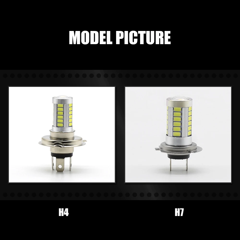 

EURS 2PCS Motorcycle Fog Lights LED Headlight Bulbs 12V 800lumen H4 9005 9006 H8/H11 H7 5630 33SMD Upgrade Lamps Super Bright