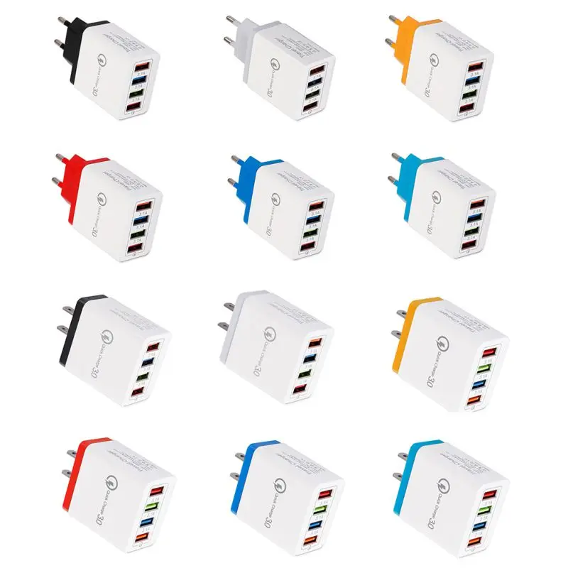 Сетевое зарядное устройство с 4 USB портами и поддержкой быстрой зарядки|Зарядные