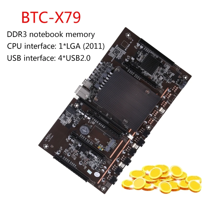 Billig BTC X79-H61 Bergmann Motherboard CPU Unterstützt 3060 Grafikkarte Mit 5 Grafikkarte Slot LGA 2011 DDR3 32G SATA3 .0