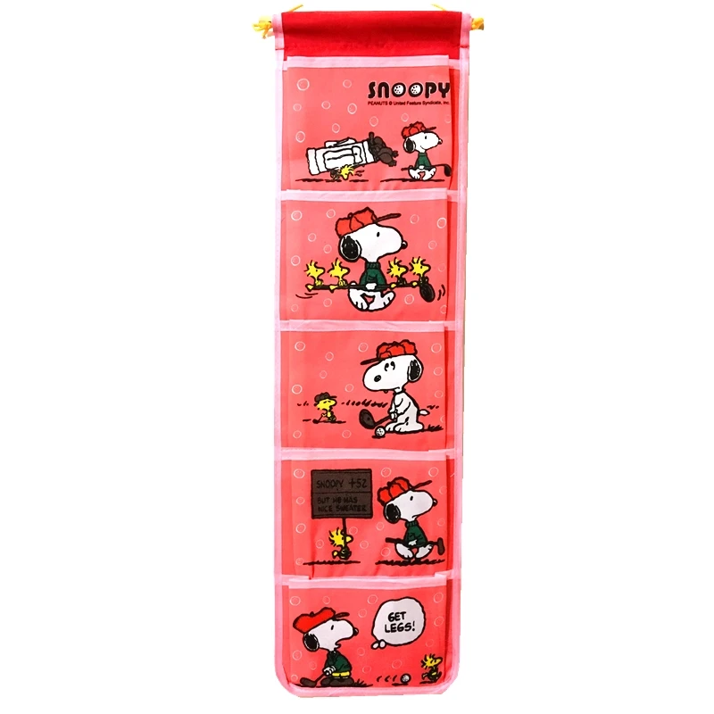 Pink snoopy Мультяшная настенная сумка для хранения, модная игрушка, органайзер для макияжа, 5 Карманов, подвесной чехол для хранения, сумки, чехол для двери, ванной комнаты - Цвет: Pink snoopy