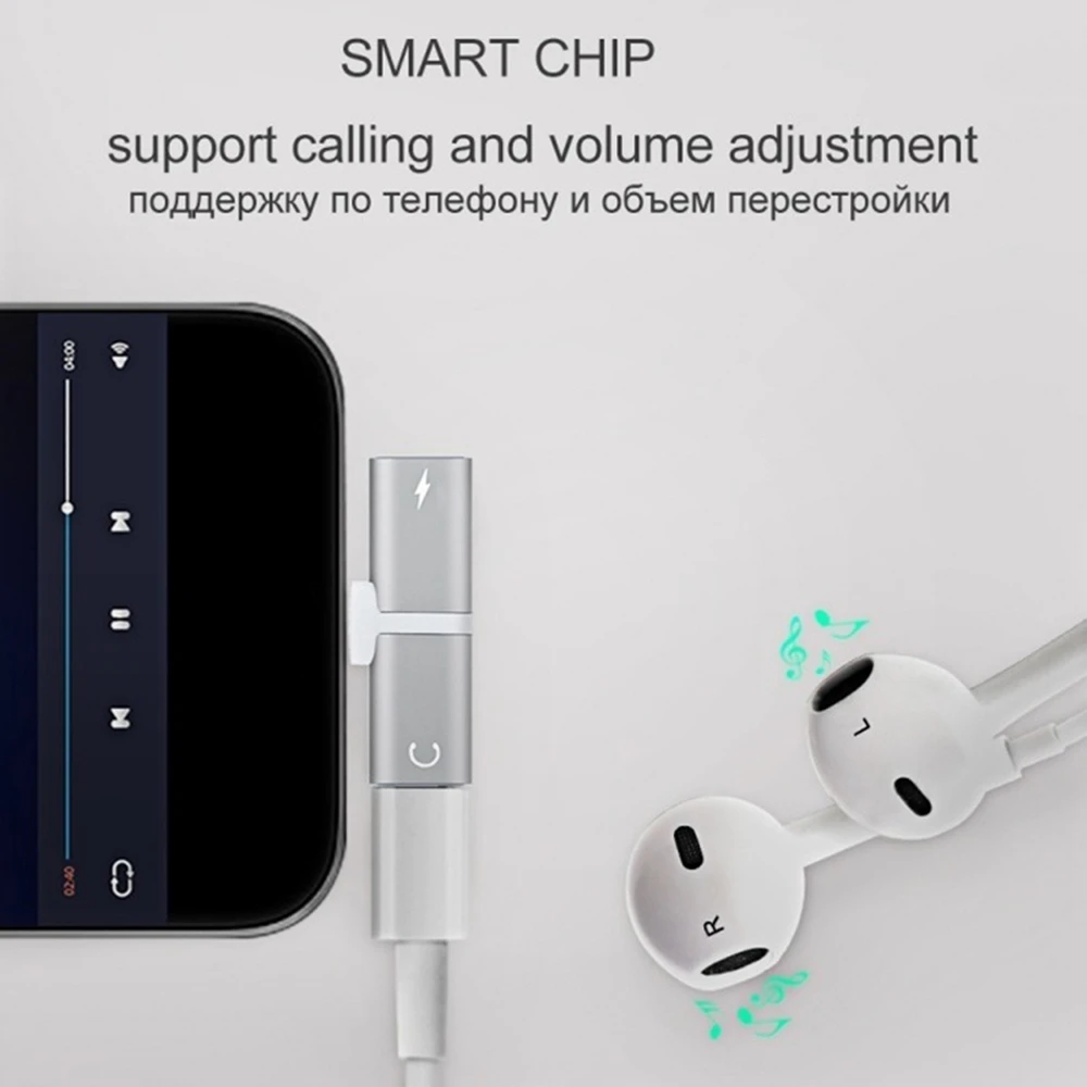 Для iPhone X XR 7 8 Plus аудио зарядка двойной адаптер сплиттер кабель для Lightning Jack для наушников AUX преобразователь кабельного разъема