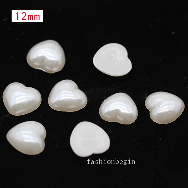 100p 12mm heart Имитация жемчуга цвета слоновой кости для скрапбукинга, украшения для рукоделия, украшения для ногтей, изготовление свадебных открыток, сшитые бусины для одежды, разные формы - Цвет: 100p 12mm heart