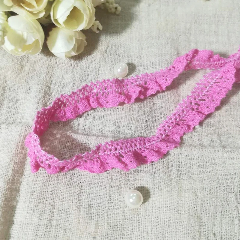 

1M Pleated Guipure Rose Red Lace Ribbon 1.5cm Lace Fabric Dress Decoration Craft Materials Lace Trim Sewing Accessories QZ15