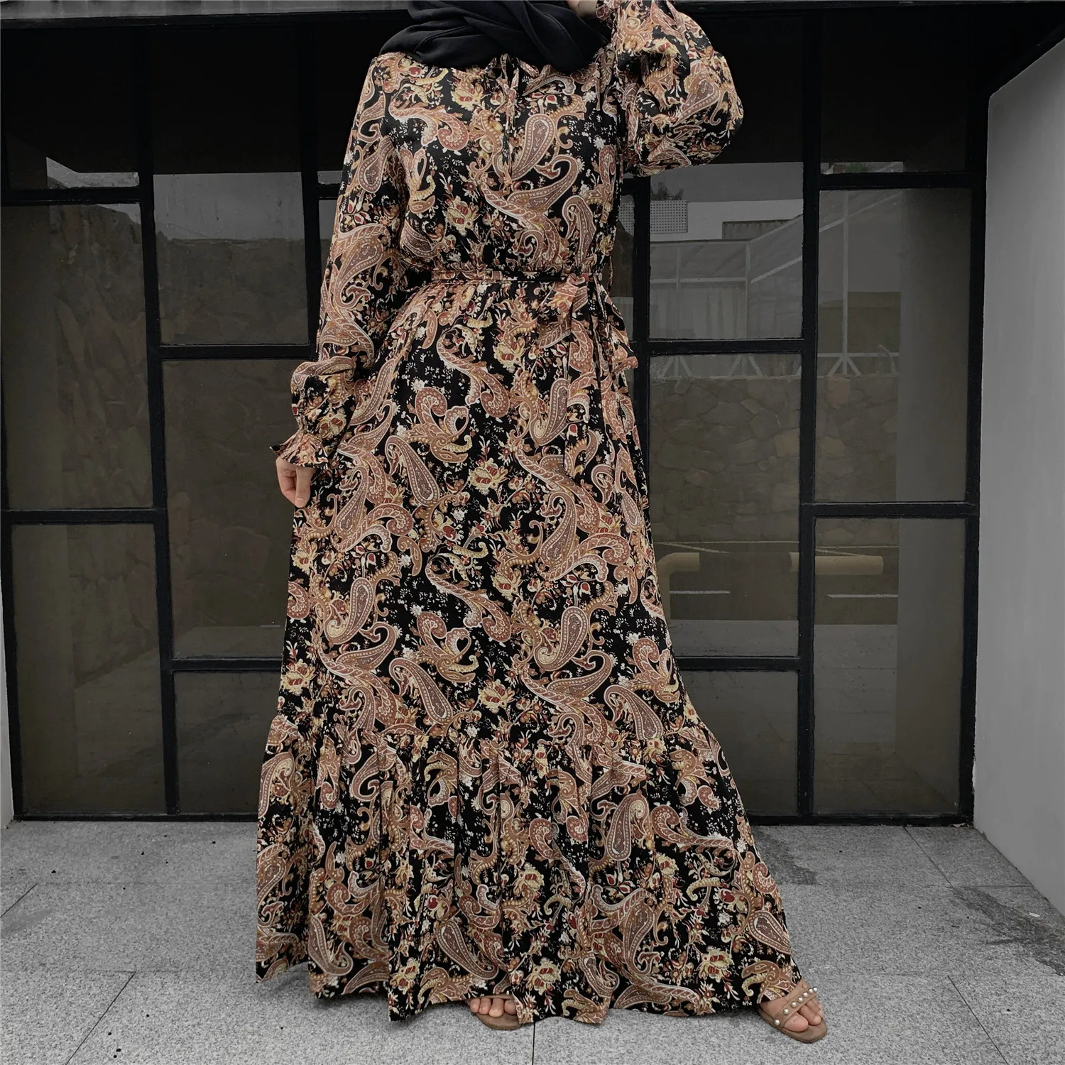 Турецкий ИД мусульманское арабское платье для женщин Кафтан Юба длинное платье Abaya хиджаб Vestidos Mujer со шнуровкой Исламская одежда, Дубай Mulsuman