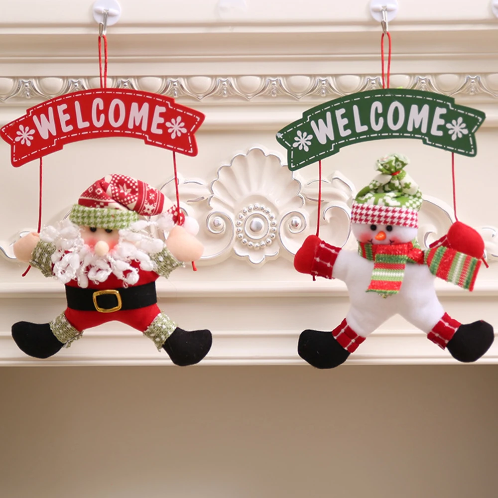 1Pcs Santa Claus Door Hanging Christmas Tree christmas decorations for home outdoor Non-woven Hanging Pendant Ornament Gifts