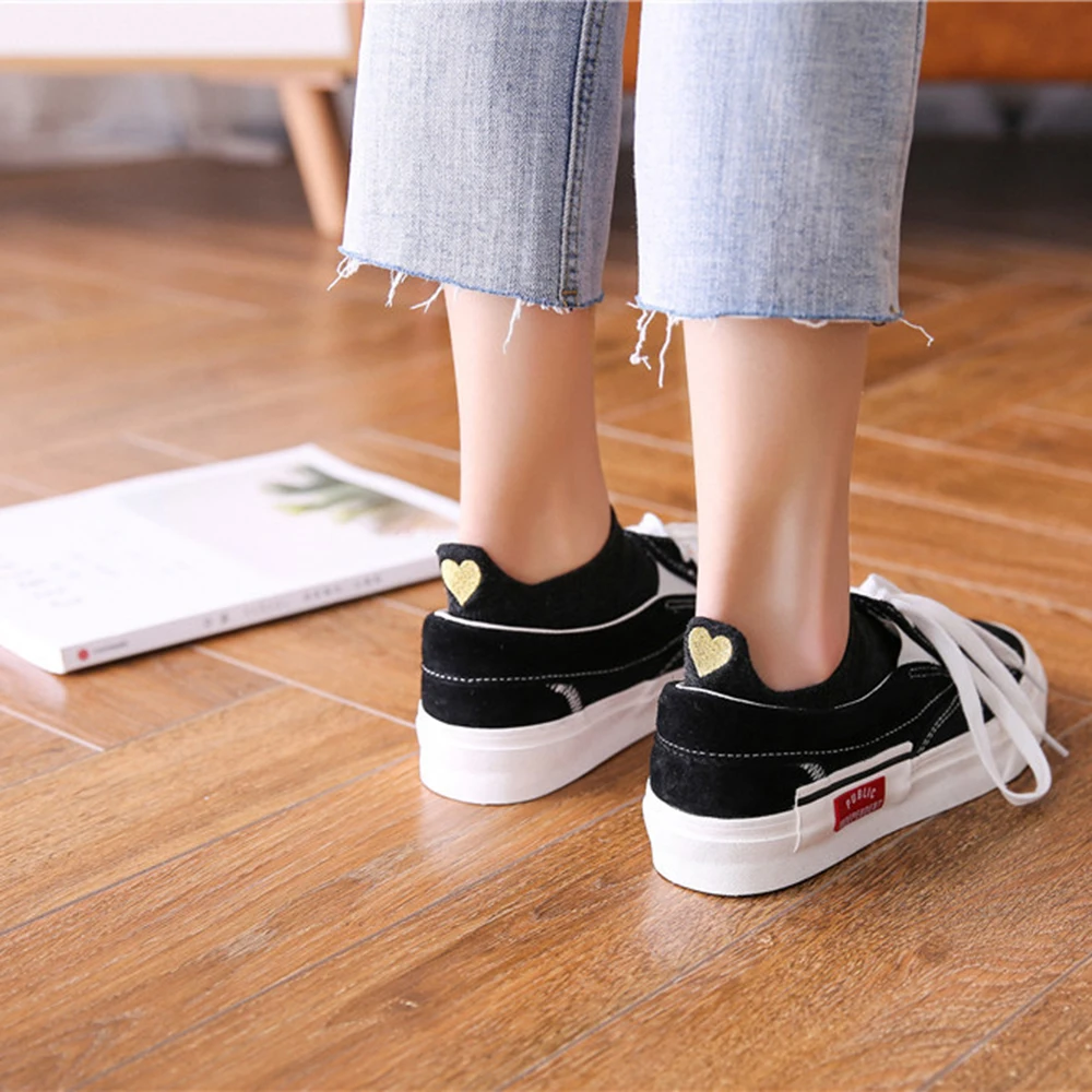 

New style women's socks heel ear love embroidery female boat socks kawaii funny cotton socks