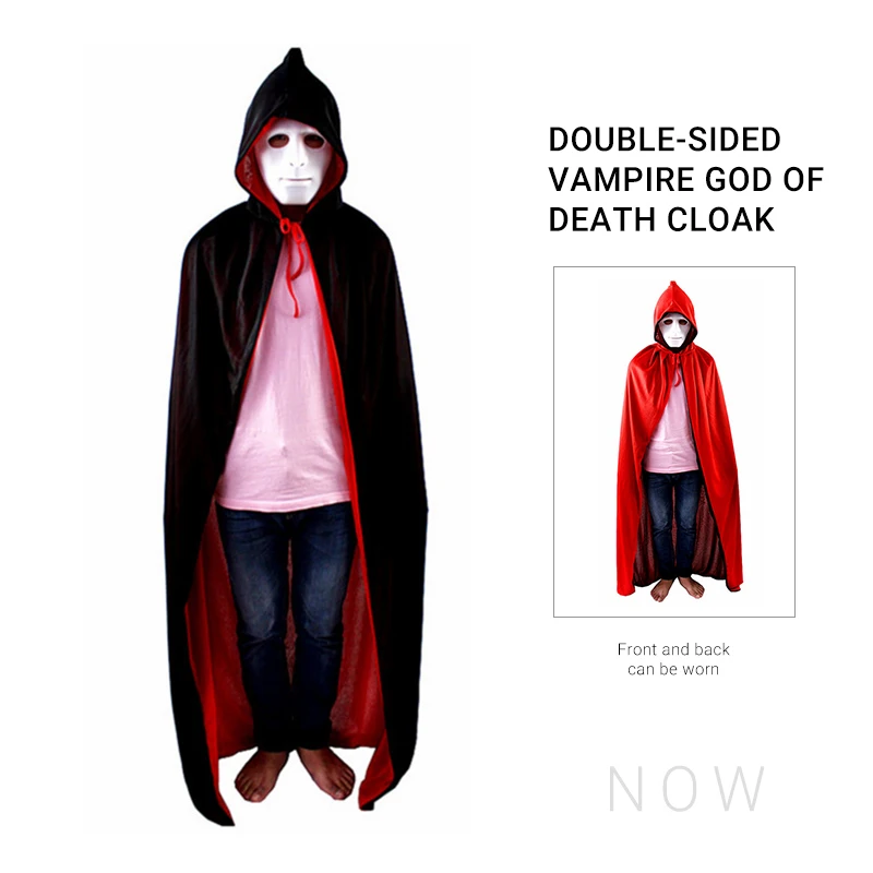 Взрослый двухсторонняя вампира красные черные карнавала Хэллоуин смерть плащи