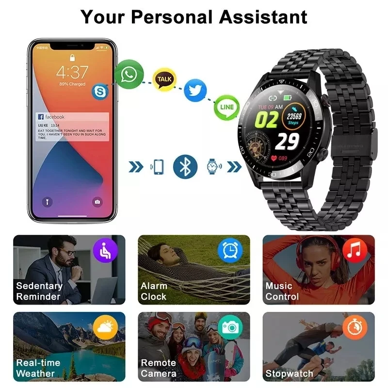 Новинка 2021 модные умные часы с Bluetooth мужские спортивные функцией вызова