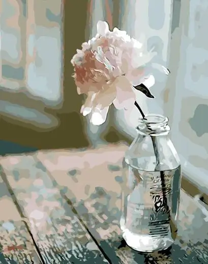 Одинокая роза Краска по номерам для строительства Самостоятельная Раскраска