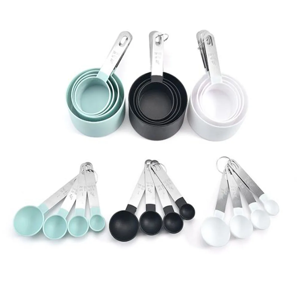 

8PCS Multi Purpose Spoons/Cup Measuring Tools PP Baking Accessories Stainless Steel Handle Kitchen Gadgets