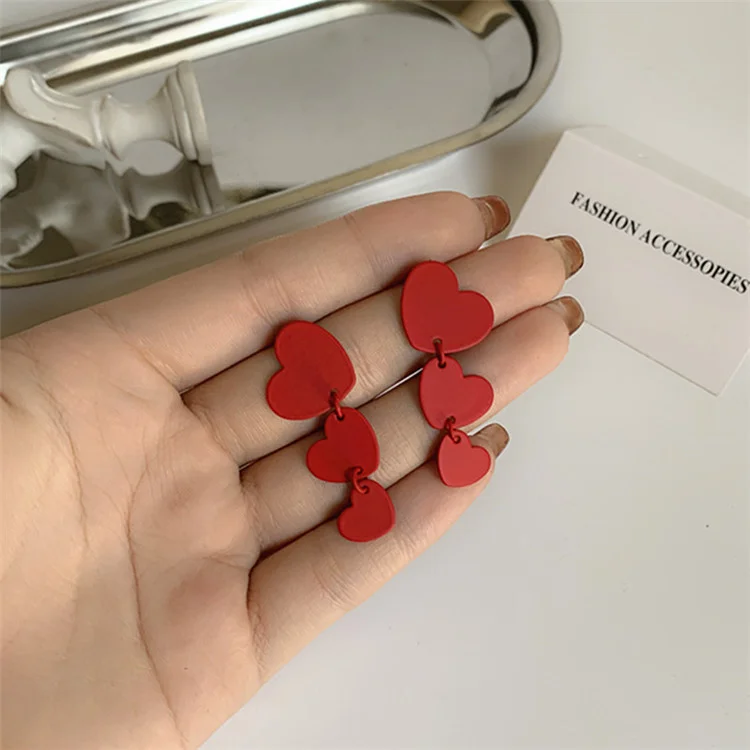 

Fashion 2021 Red Heart Pendant Big Drop Earring For Women Cross Heart Gold Color Large Circle Statement Earrings Brincos Jewelry