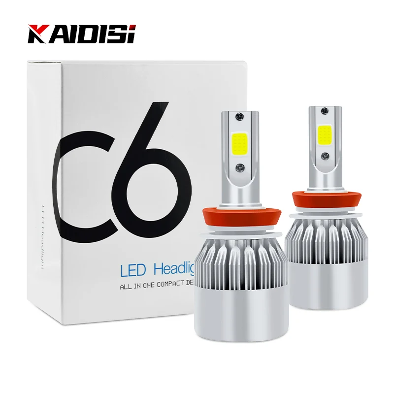 Светодиодсветодиодный лампы для фар KAIDISI C6 H1 H3, Светодиодные Автомобильные фары H7 H4 880 H11 HB3 9005 HB4 9006 H13 6000K 18 Вт 36 В лм, Автомобильные фары