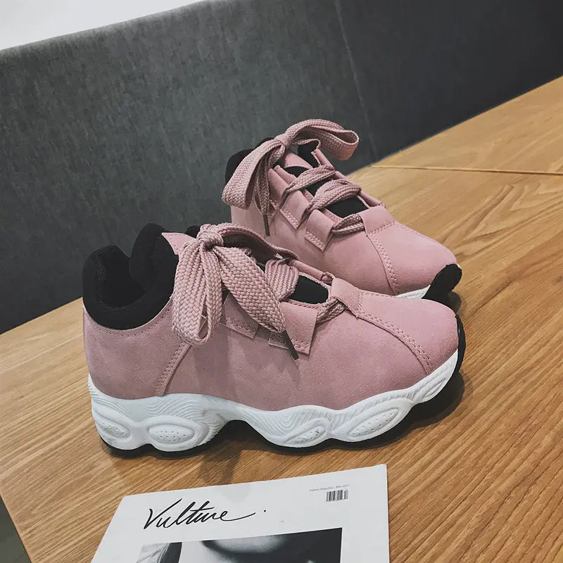 Pink Женские кроссовки на платформе; коллекция года; сезон осень; массивные кроссовки; женские белые кроссовки; женская повседневная обувь; женская обувь; Zapatos De Mujer - Цвет: Pink