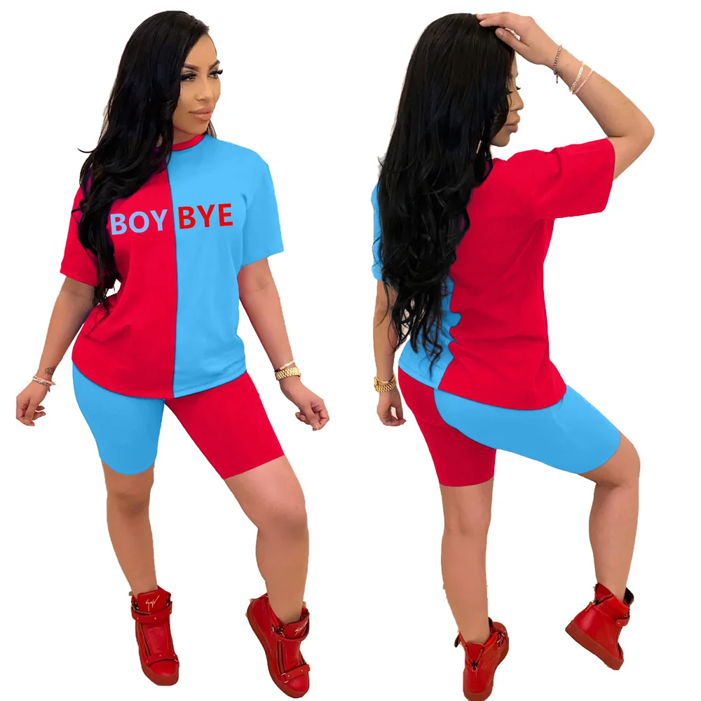 

The new women's suit is a two-piece, monogrammed two-piece, round-neck T-shirt and short-sleeved, five-minute trouser suit