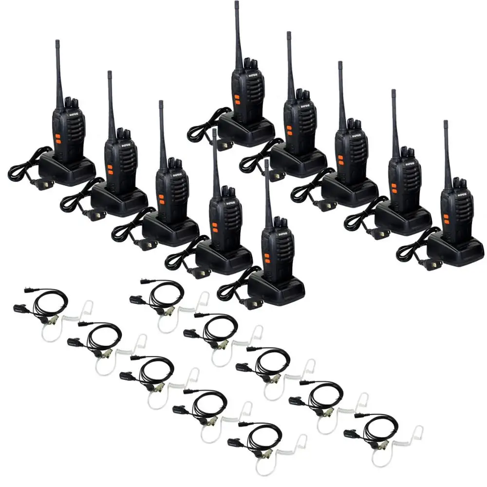 

10 шт. BaoFeng BF-888s иди и болтай Walkie Talkie UHF 5 Вт 16CH двухстороннее радио + 10x Новая гарнитура + Россия в наличии