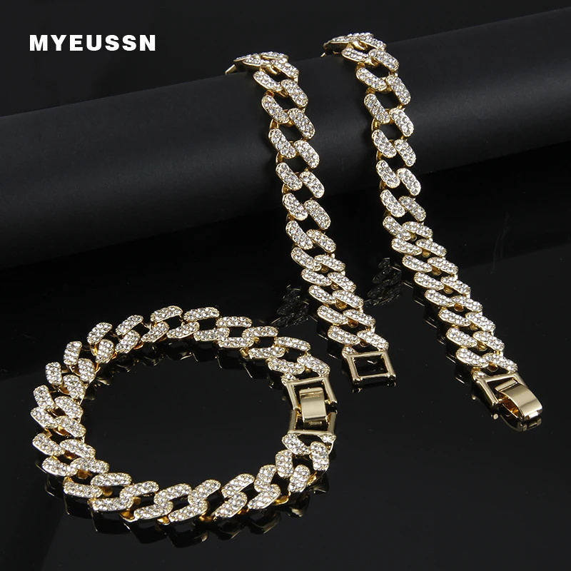 Мужская цепочка с кубинскими звеньями Miami золотистого/серебристого цвета