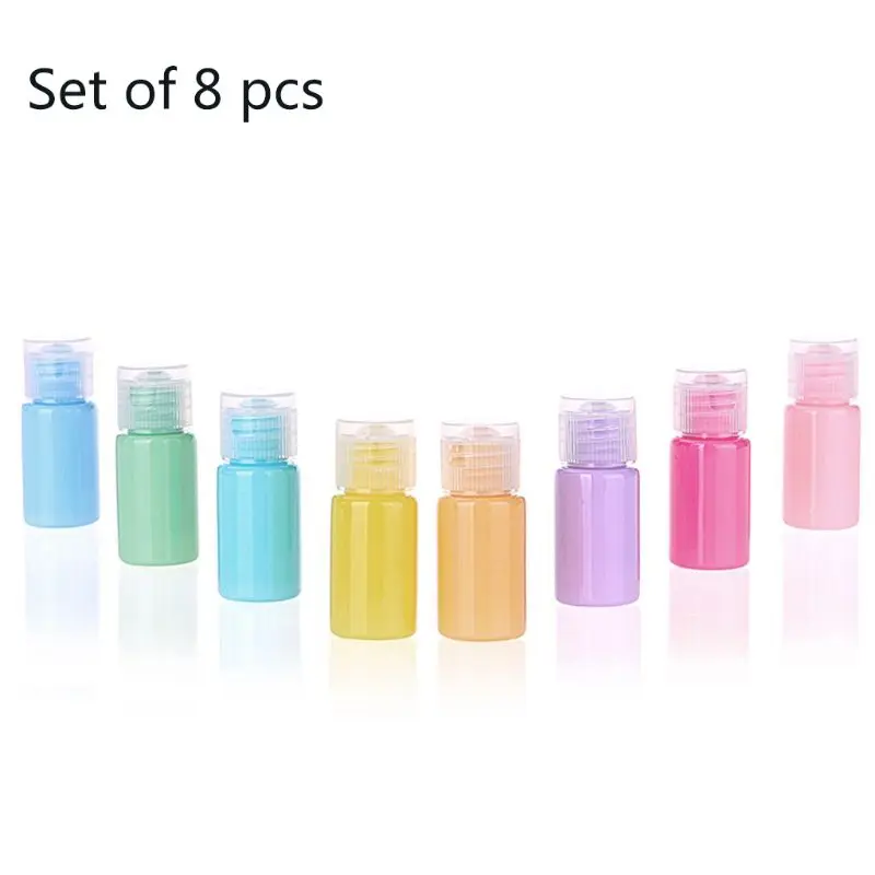 

8Pcs 10ml Refillable Cosmetic Empty Bottles with Clear Flip Lid Lotion Container Macaron Candy Color Makeup Dispenser