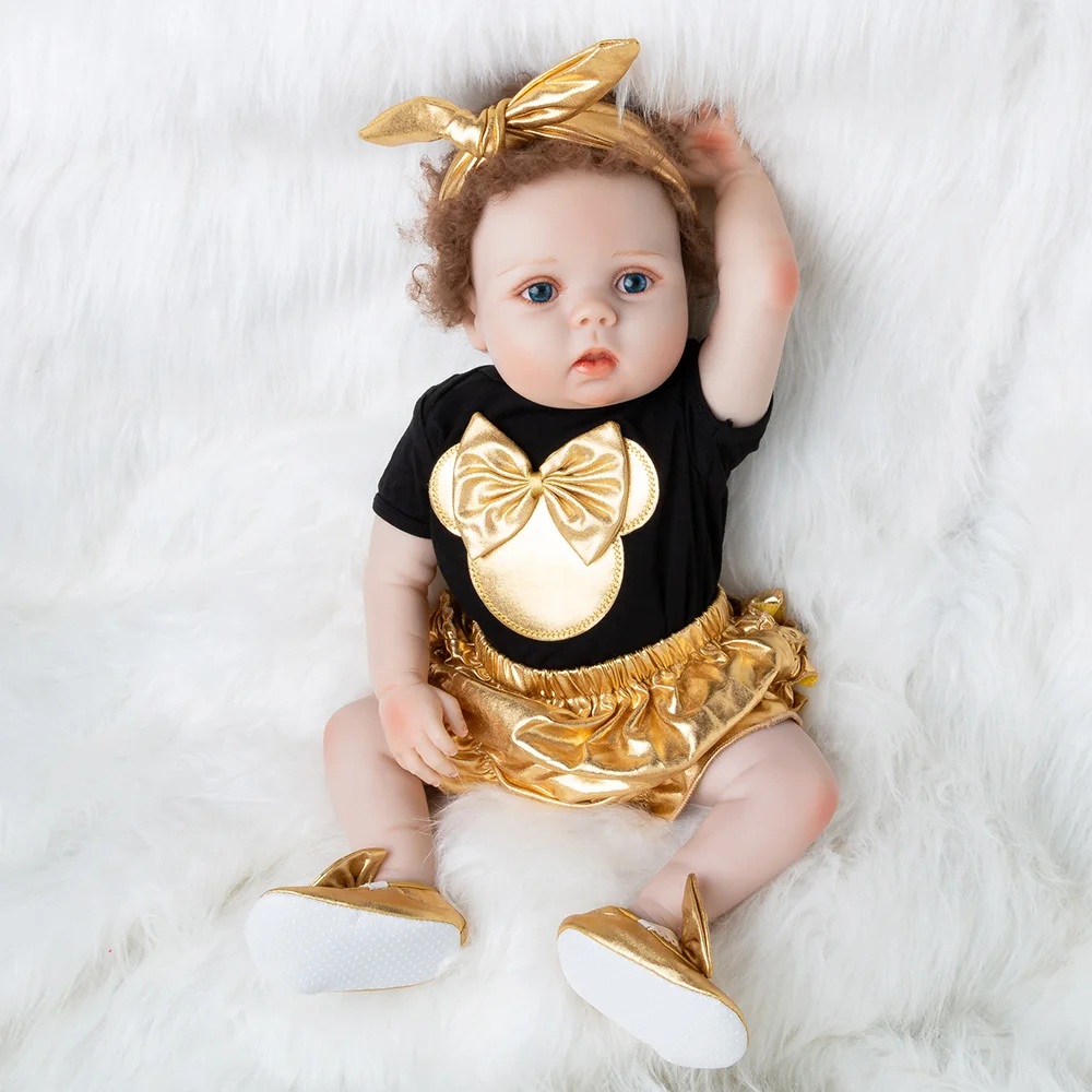 55 см ручной укорененный кудрявые волосы, полное тело силиконовые Bebes Reborn Menino Кукла Реалистичная кукла-Новорожденный Дети хороший Playmate Brinquedos