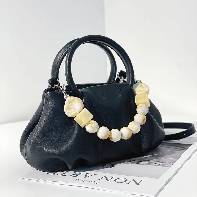 Роскошная Изысканная дамская сумочка с бисером модные однотонные женские тоуты