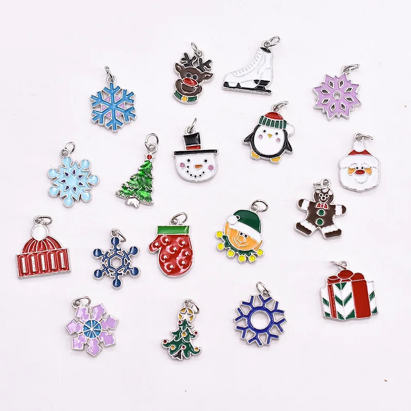 

10PCS Factory direct sales alloy Christmas pendant jewelry accessories jewelry rubber band pendant Christmas hanging ring