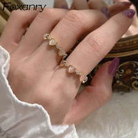 foxanry 925 stamp love heart zircon engagement ring creative simple geometric handmade party jewelry gifts for women