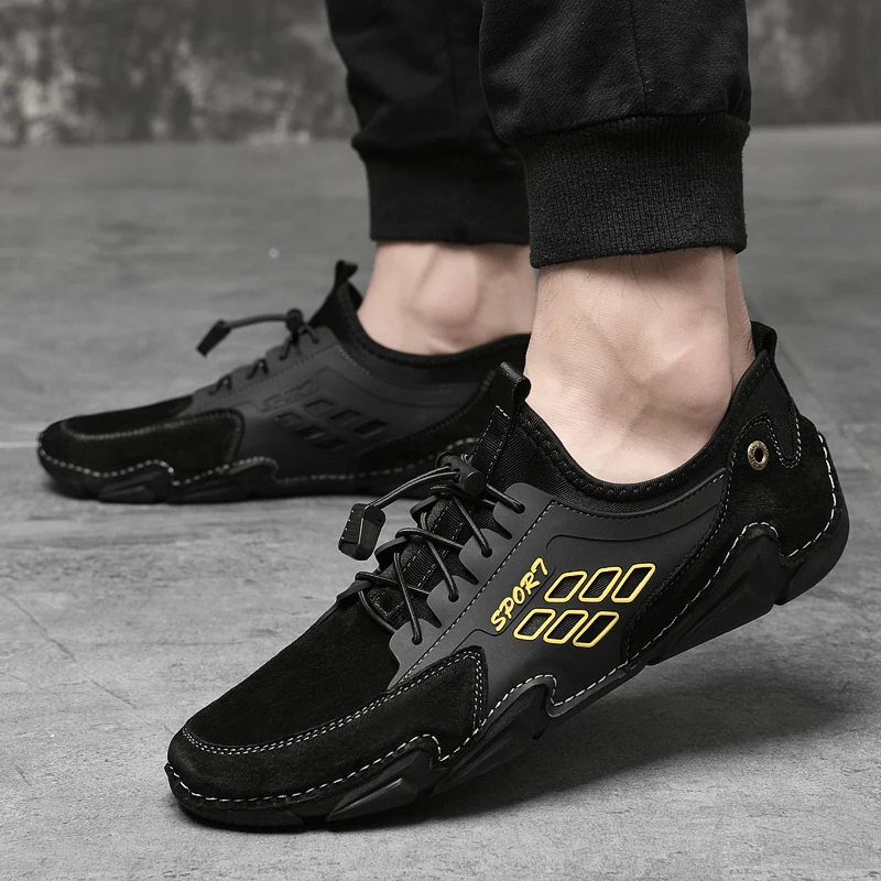 

Новинка 2021, мужская повседневная обувь, дышащая модная мужская обувь, мужские лоферы из свиной замши и кожи, Высококачественная женская обу...