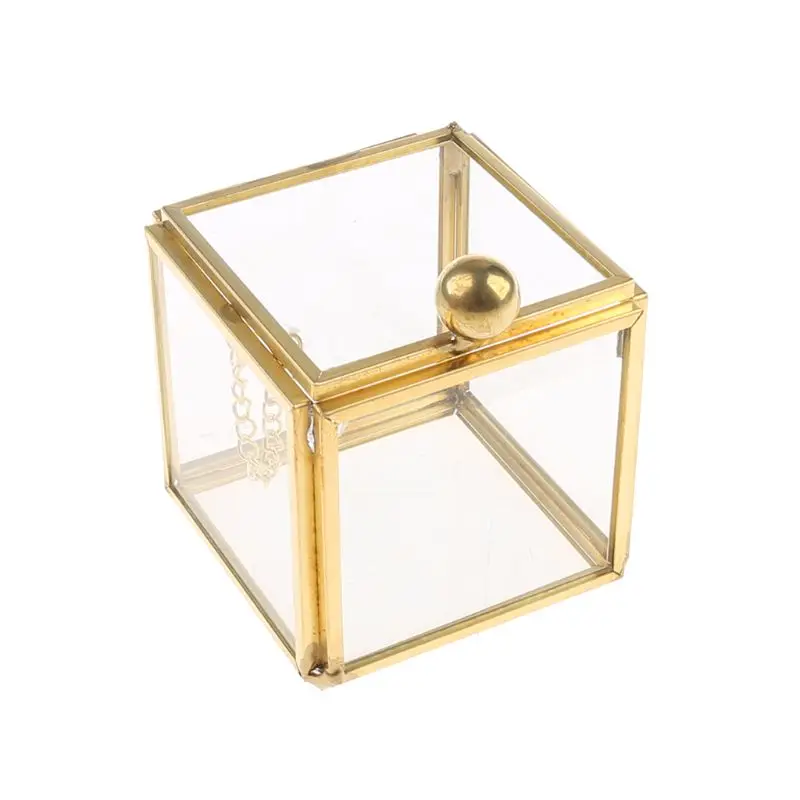 

Geometrical Clear Glass Jewelry Box Jewelry Organize Holder Plants Container