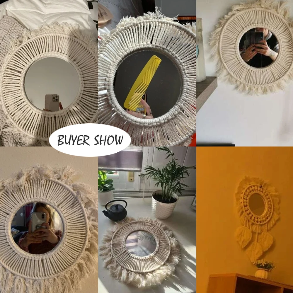 

Macrame Round Mirror Macrame Wall Hanging Boho Home Decor Apartment,Dorm,Bedroom,Living Room,Nursery,Party Decorations