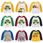 Детская футболка с длинными рукавами, хлопковые топы для мальчиков и девочек, детская мультяшная одежда с машинным принтом, футболка, От 2 до 8 лет