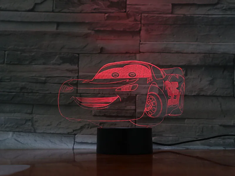 

3D Night Light Cars Lightning McQueen Children Night Lamp Color Changed Acrylic Table Lamp Gifts for Kids Christmas Toy Dropshi