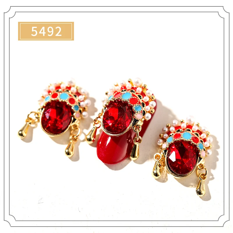 3pcs Chinese Design Drama Line Stone Nail Studs Nails Art Parts for Nail UV Gel Polish Decoration of Nail Accessories