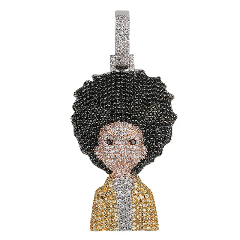 Hip Hop Rock AAA CZ Stone Paved Bling Iced Out the boondocks Pendants Necklace for Men Rapper Jewelry Drop Shipping | Украшения и