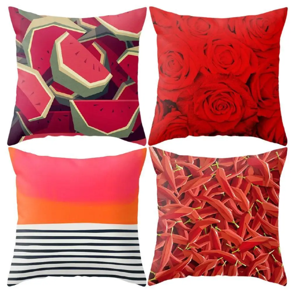 

Nordic Creative Geometric Red Cushion Cover Modern Red Decorative Pillow Case For Sofa Couch Seat Wedding Throw Pillows