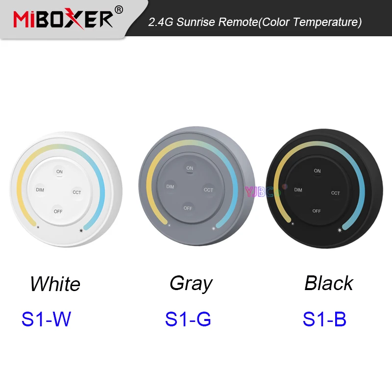 Miboxer Color Temperature Round White/Black/Gray color dimmer switch 2.4G Sunrise Remote 3V Dual White LED Bulb Lamp Controller