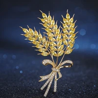 farlena luxury cubic zircon wheat ear brooch collar pins for suit shining womens brooches 2021 ins style jewelry wholesale