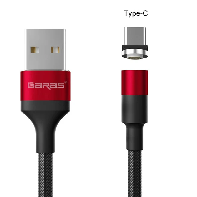 red type c cable GARAS Магнитный micro usb кабель QC2.0 кабель передачи данных для быстрой зарядки для xiaomi/huawei micro usb Магнитный кабель 2 м Магнитный зарядный кабель - Цвет: red type c cable
