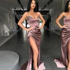 Женское атласное платье-Русалка Thinyfull, с высоким разрезом, длиной до пола, для выпускного вечера