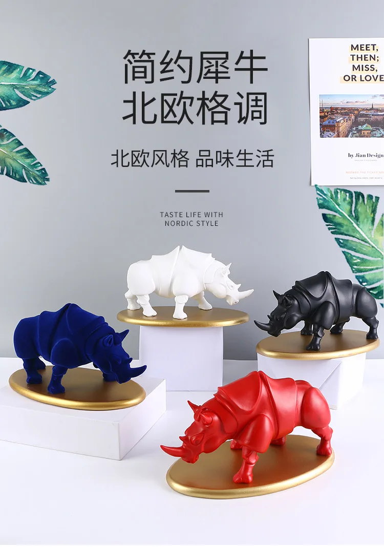 

Modern minimalist resin crafts rhinoceros ornaments home study office decoration decoration opening living room decor decor